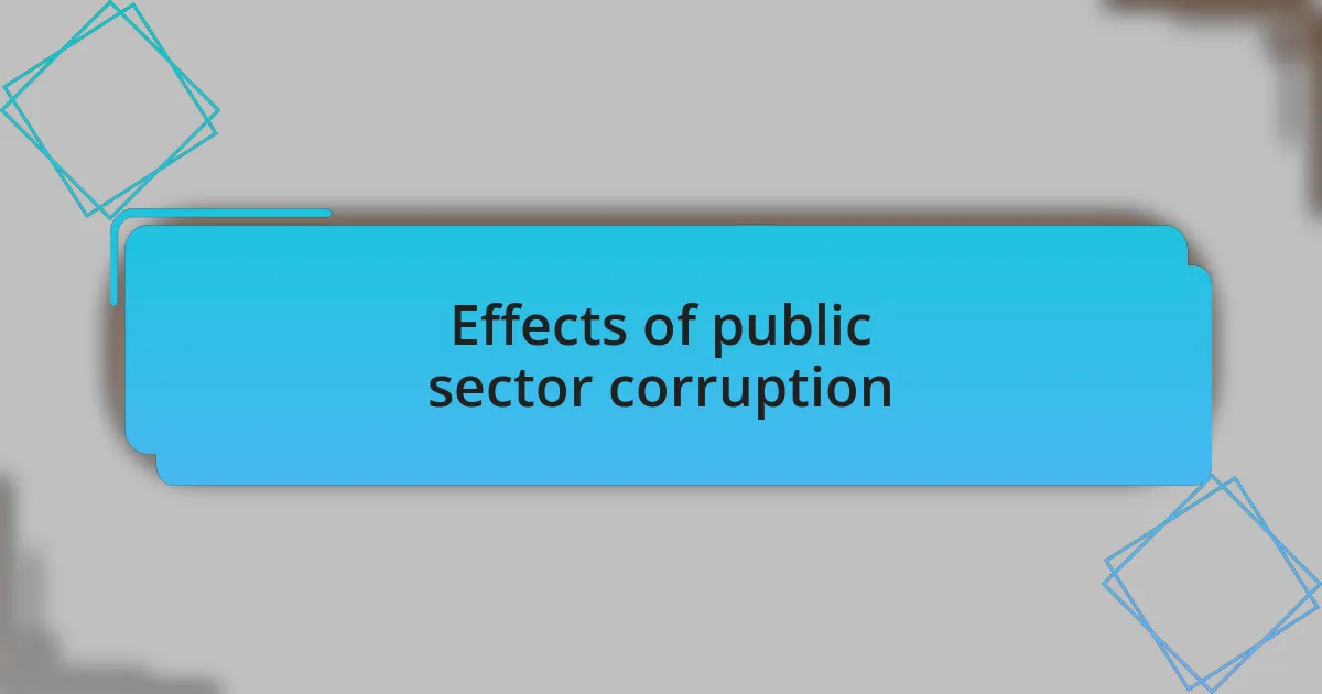 Effects of public sector corruption