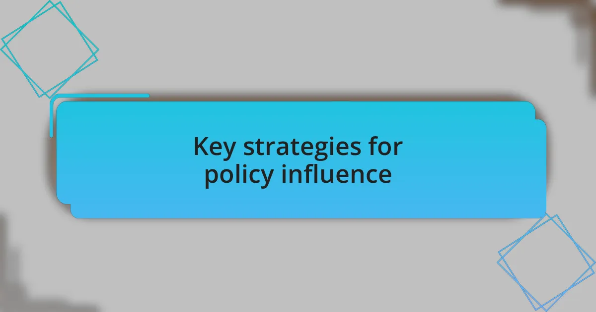 Key strategies for policy influence