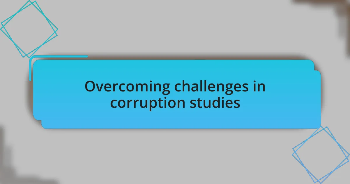 Overcoming challenges in corruption studies