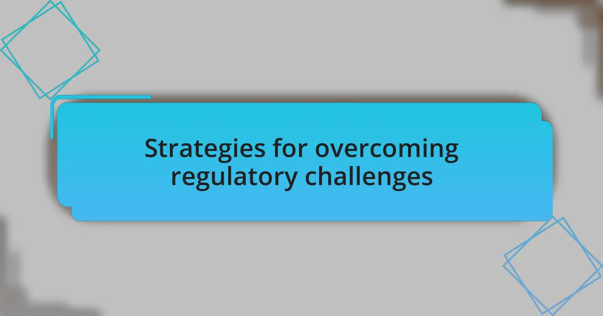 Strategies for overcoming regulatory challenges