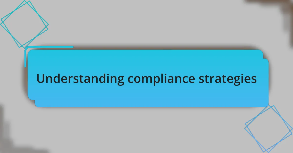 Understanding compliance strategies