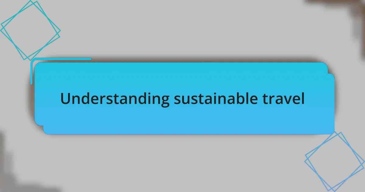 Understanding sustainable travel
